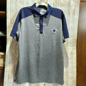 NFL Dallas Cowboys Football Golf / Polo Short Sleeve Shirt Grey/Blue Medium